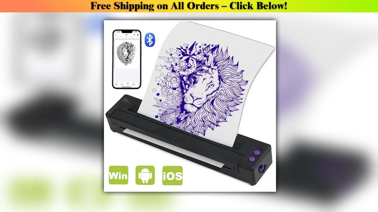 Wireless Tattoo Printer Thermal Template Machine Bluetooth Professional A4 Paper Printer Portable