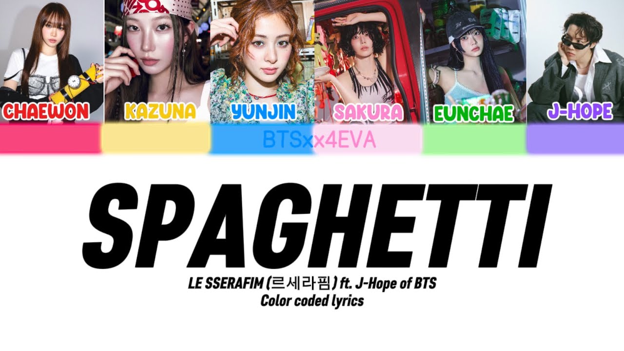 LE SSERAFIM ‘SPAGHETTI’ (feat. j-hope of BTS)’ Color Coded Lyrics | (르세라핌 SPAGHETTI 가사)