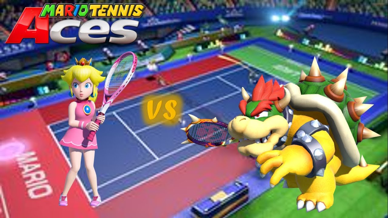 Mario Tennis Aces - Peach vs Bowser (Marina Stadium - Night)