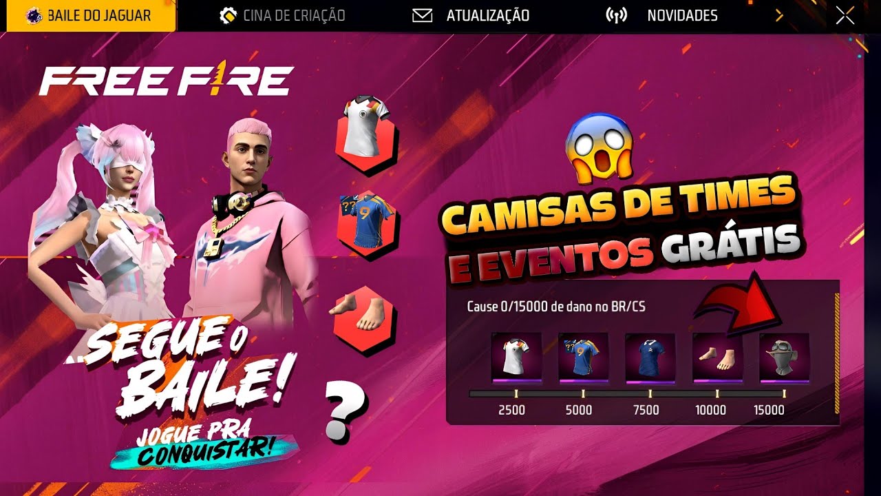 URGENTE!! CAMISAS DE TIMES GRÁTIS NA ATUALIZAÇÃO? PÉ DO SAITAMA 2.0 E EVENTO COM OURO - FREE FIRE 