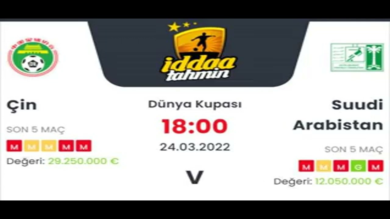 &Ccedil;in Suudi Arabistan İddaa Tahminleri 24 Mart 2022 #iddaa