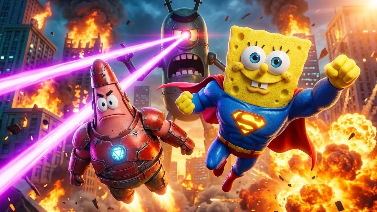 SpongeBob vs GIANT ROBOT! 🤖🦸🏻‍♂️ Epic Hero-Level Threat | Funny SpongeBob Animation