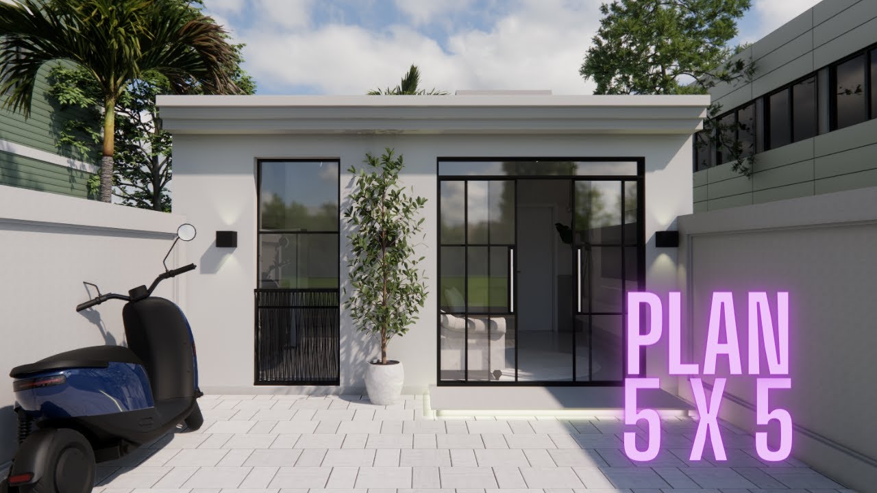 Plano de Casa 5X5 | Tiny House | Mini Casa 25 M²| 5X5 House (25 SQM)| Small House Design Idea