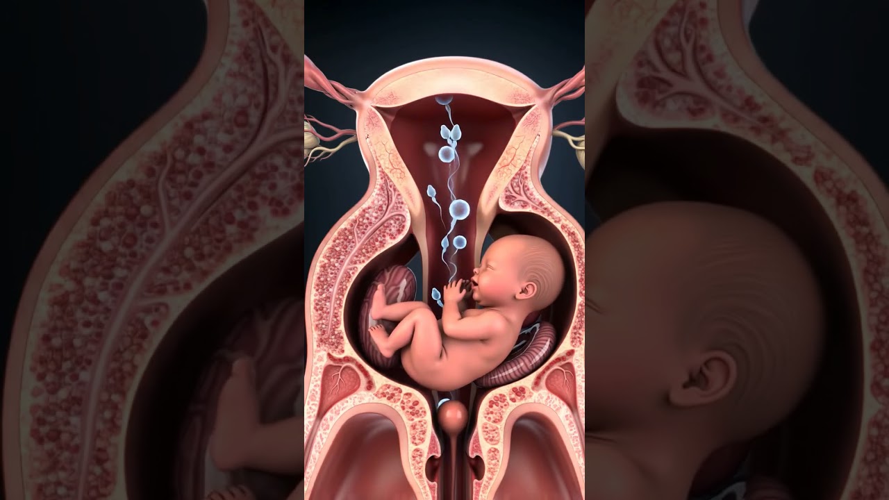 3D View of Baby Development in Womb  Fetus Growth with Sperm Cells Animation #Pregnancy #BabyInWomb