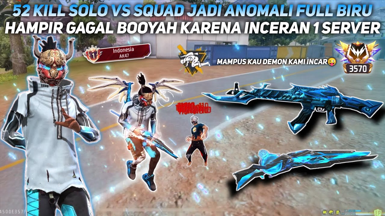 52 KILL SOLO VS SQUAD JADI ANOMALI FULL BIRU!! HAMPIR GAGAL BOOYAH KARENA JADI INCERAN 1 SERVER!!