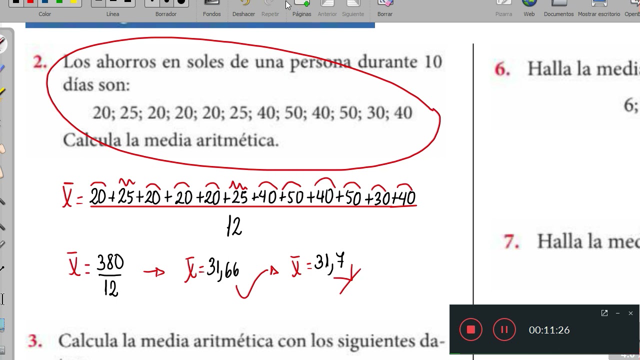 Tablas: medida de tendencia central (6to de primaria)