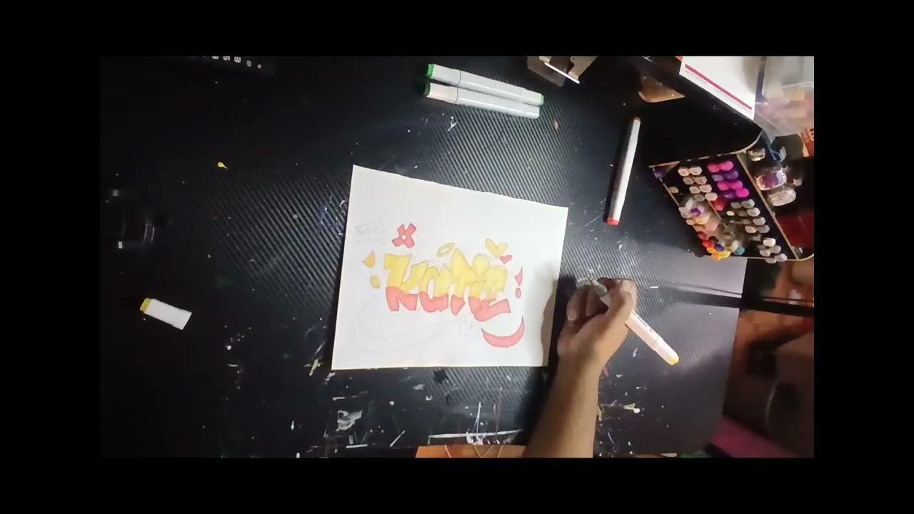 Graffiti name request drawing Time lapse session 'katie'