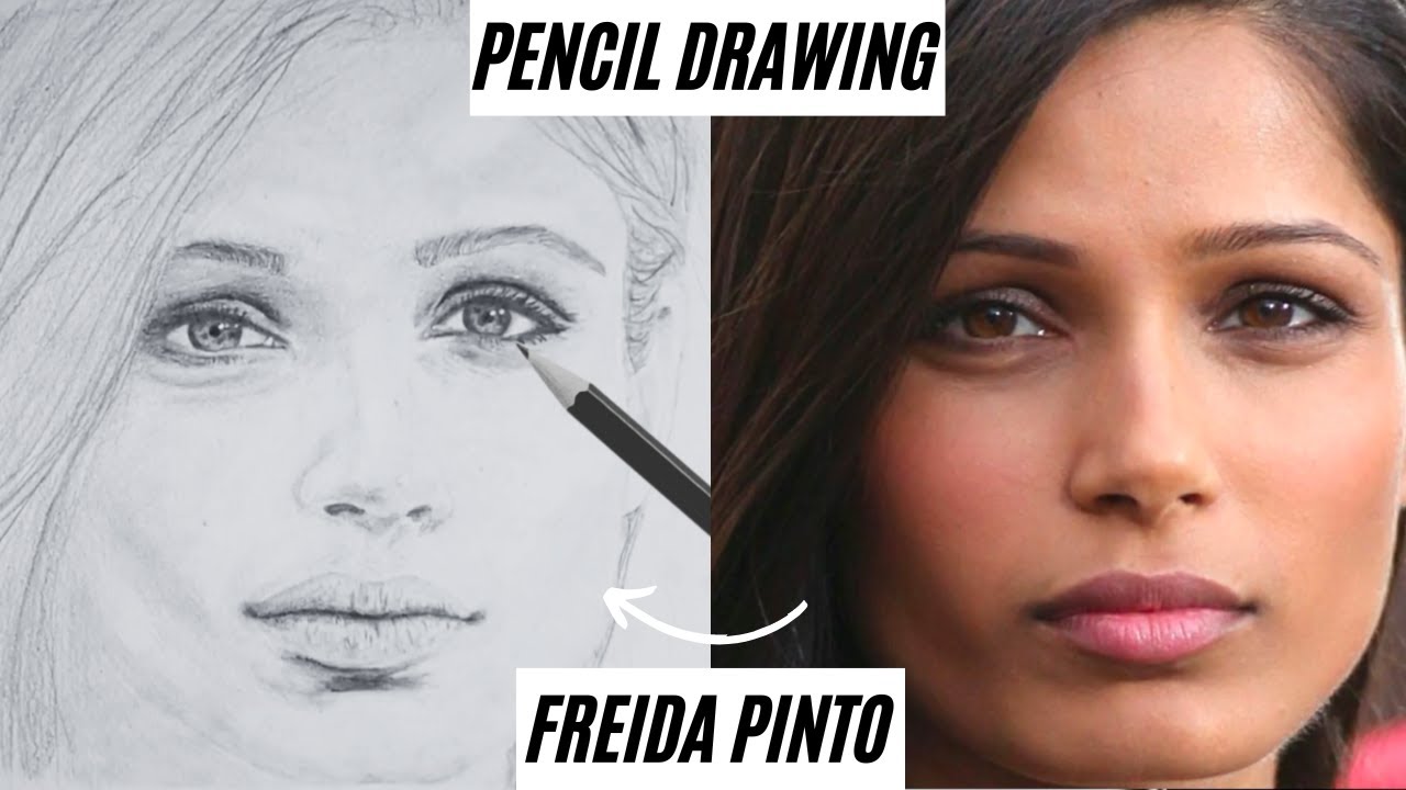 Portrait Drawing | Freida Pinto | Pencil Art Timelapse