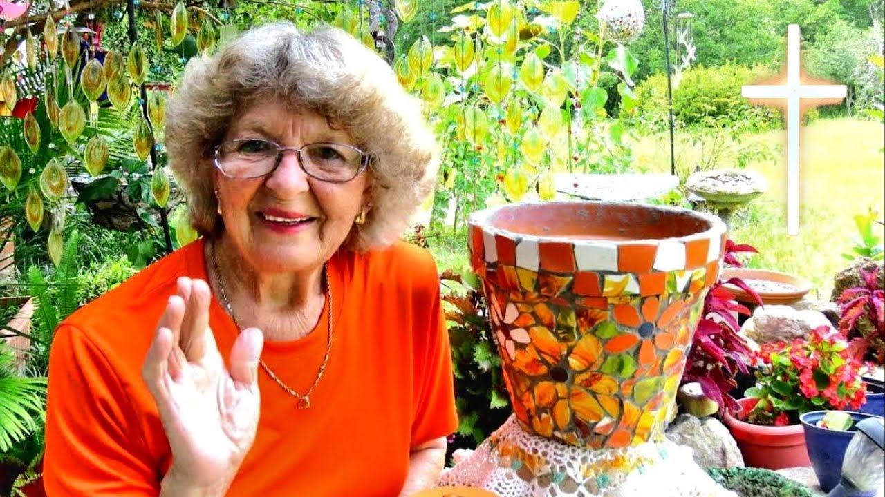 Mosaic Flower Pot  With Broken  Plates From Dollar Store