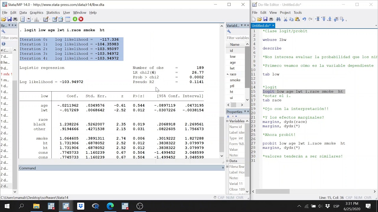 Tutorial STATA - Logit y Probit
