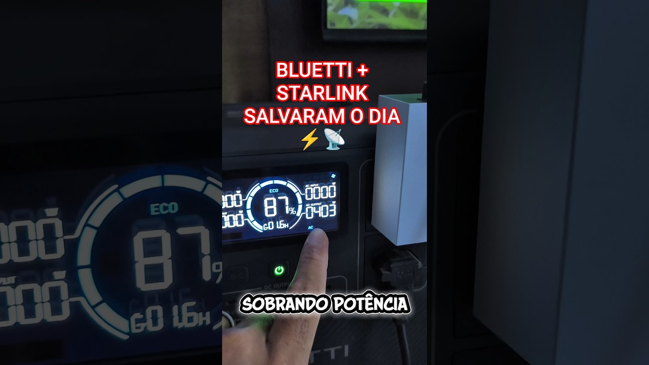 Faltou energia! BLUETTI AC70 + Starlink mantiveram a divers&atilde;o #BLUETTI AC70 #Bluettibrasil #starlink