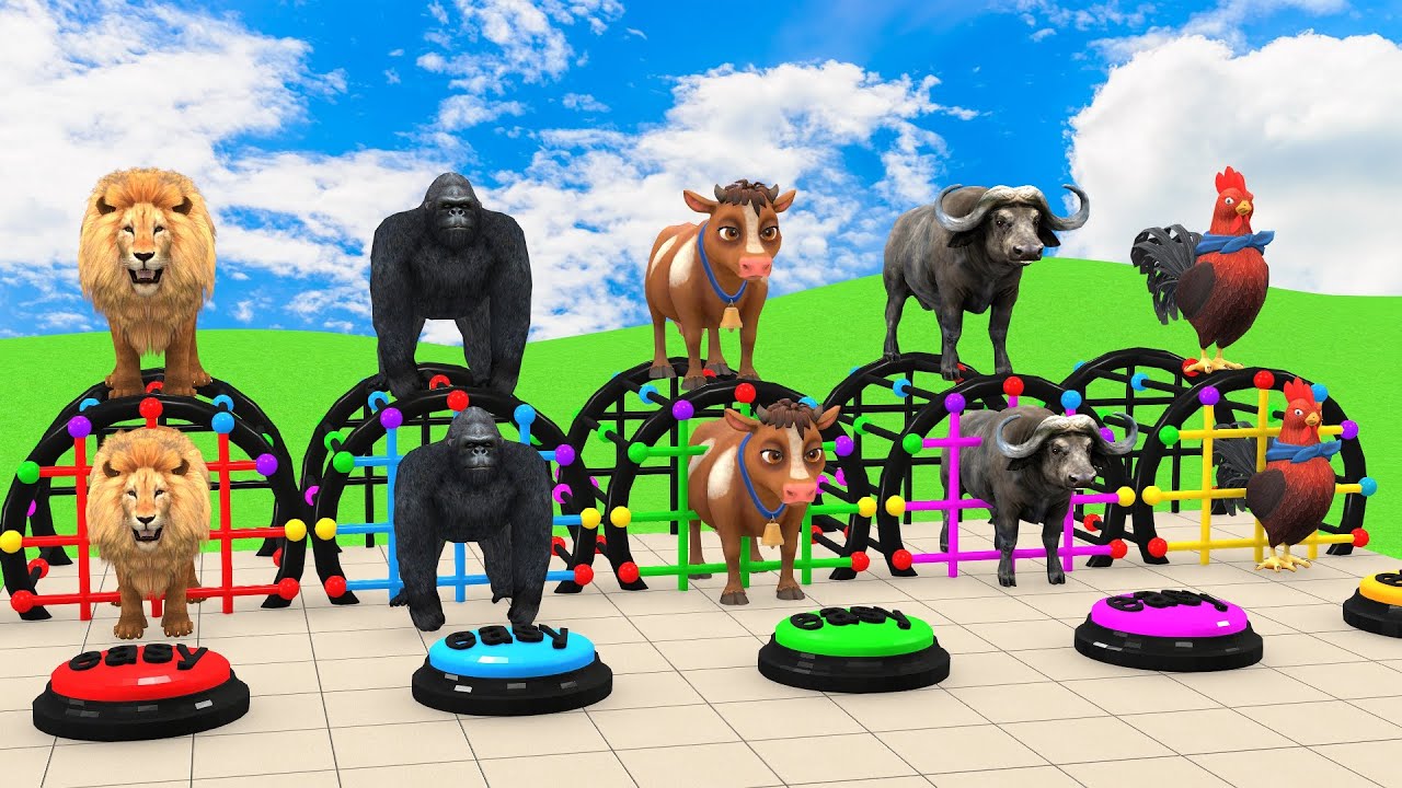 Animal Slide Mania 😂 | Cow Elephant Gorilla Tiger