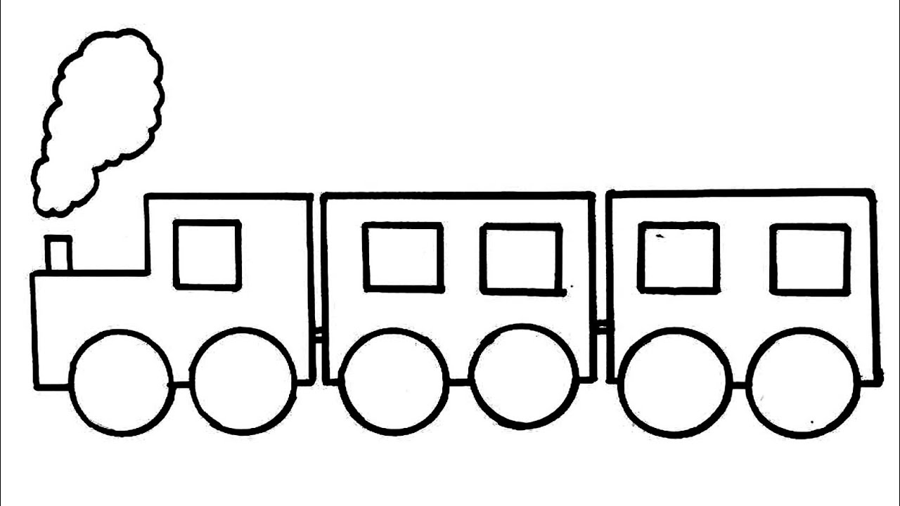 How to draw a train step by step