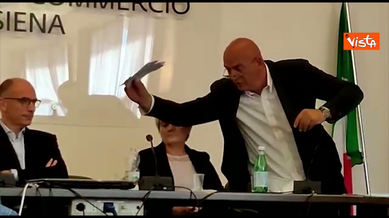 Rizzo strappa i Trattati Europei davanti a Letta al confronto per le suppletive di Siena