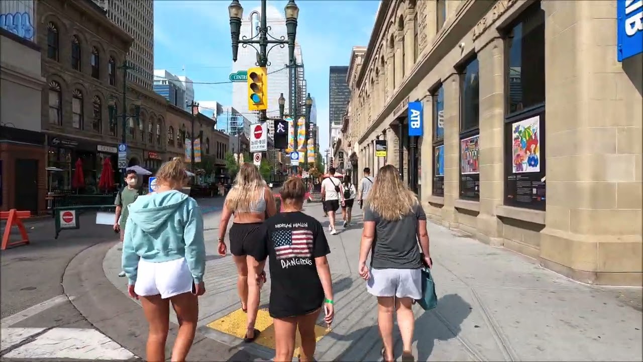 Calgary Downtown , Stephen Avenue Walk - Alberta Canada [4K]