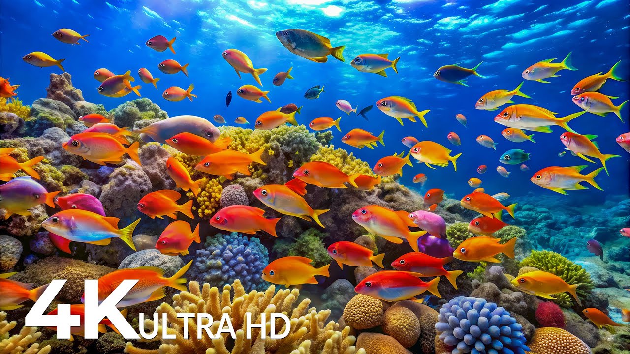 AQUARIUM 4K (ULTRA HD) - Beautiful Fish Swimming & Colorful Sea Life Video 🐠 Deep Sleep Music #11