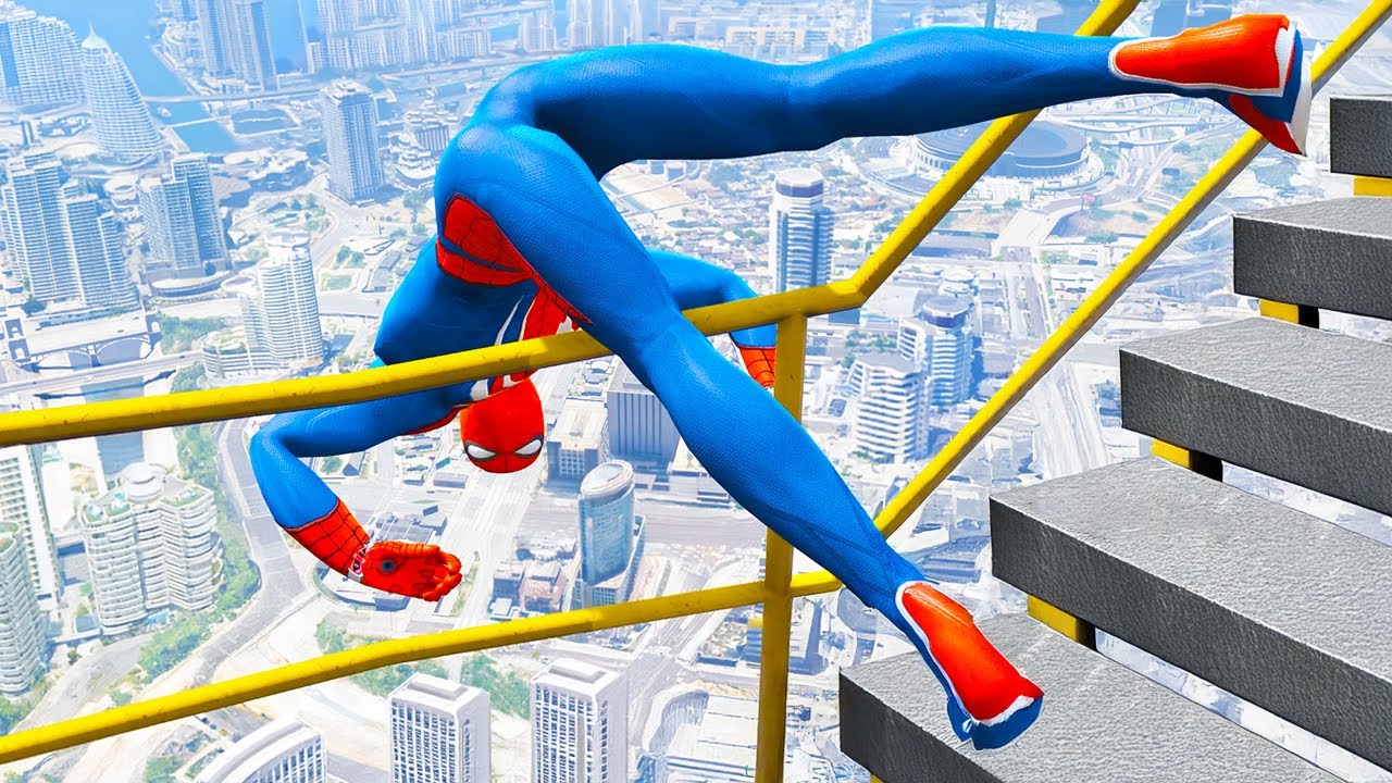 SPIDERMAN CRAZY JUMPS/FALLS #49 (GTA 5 Spider-Man Fails)