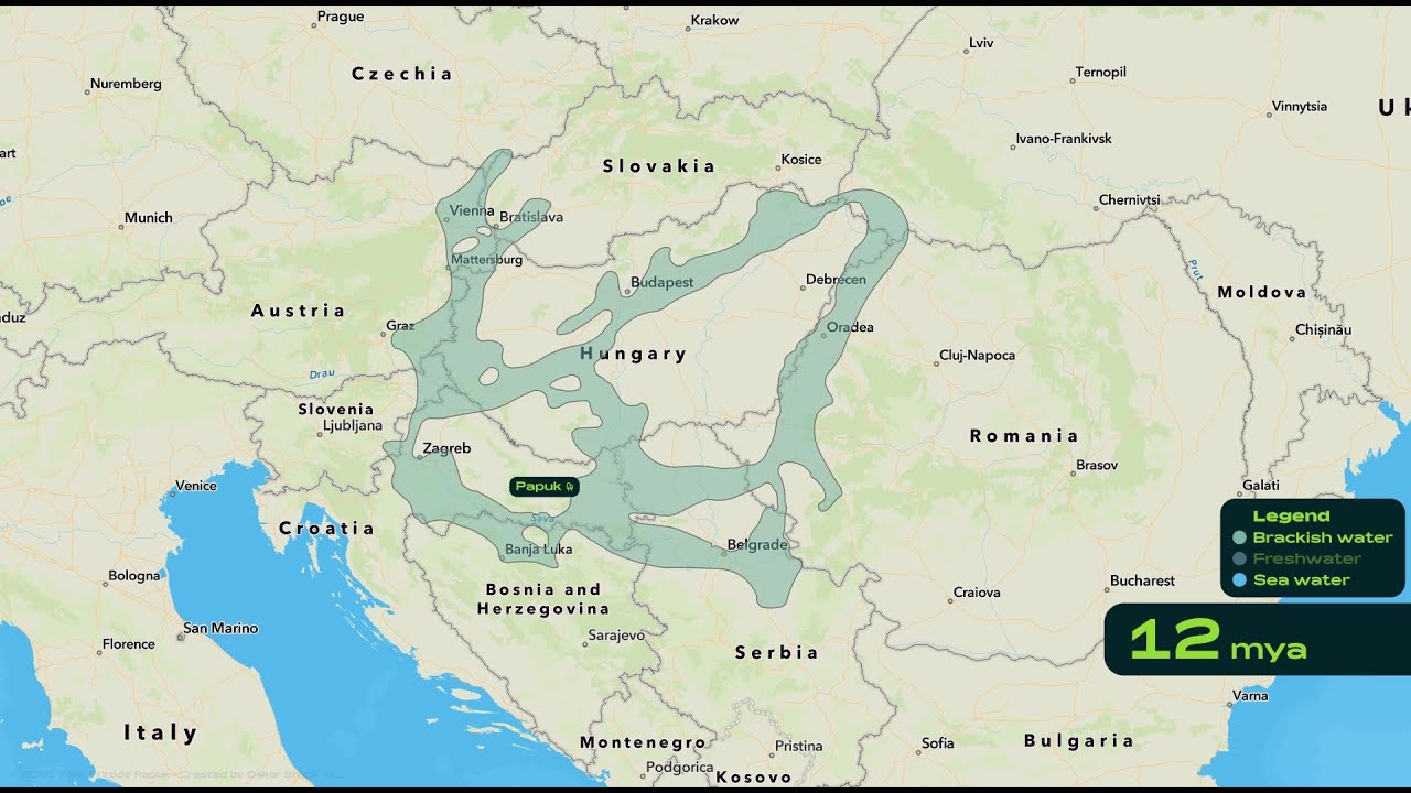 Transformation of the Pannonian Sea over time