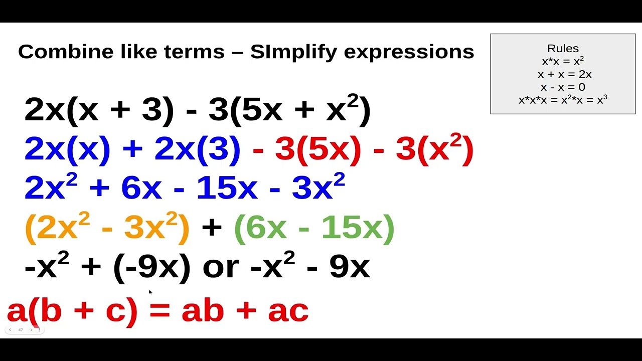 Simplify Variable Expressions (algebra p5)