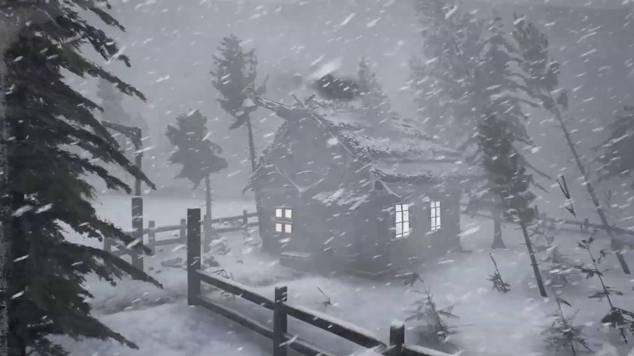 INTENSE BLIZZARD strikes a Lonely Log Cabin. Heavy Howling Wind | Northern Woodstorm Serenity