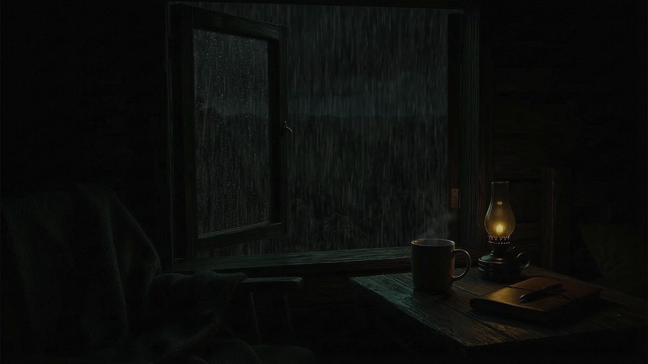 Peaceful Rainy Night with Warm Light in Bedroom | Quiet for Relaxation and Sleep