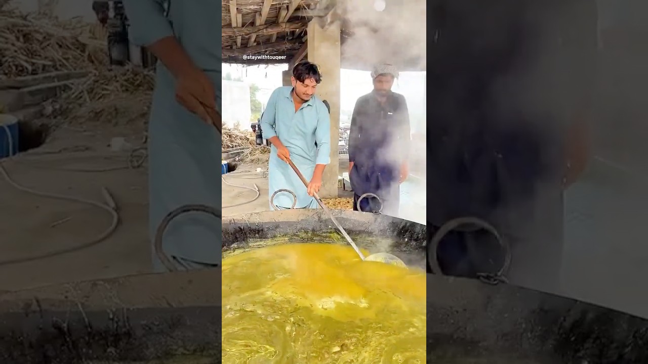 Gur Banane Ka Desi Process | Taaza Gannay Ka Ras Aur Asli Jaggery 🍯| 