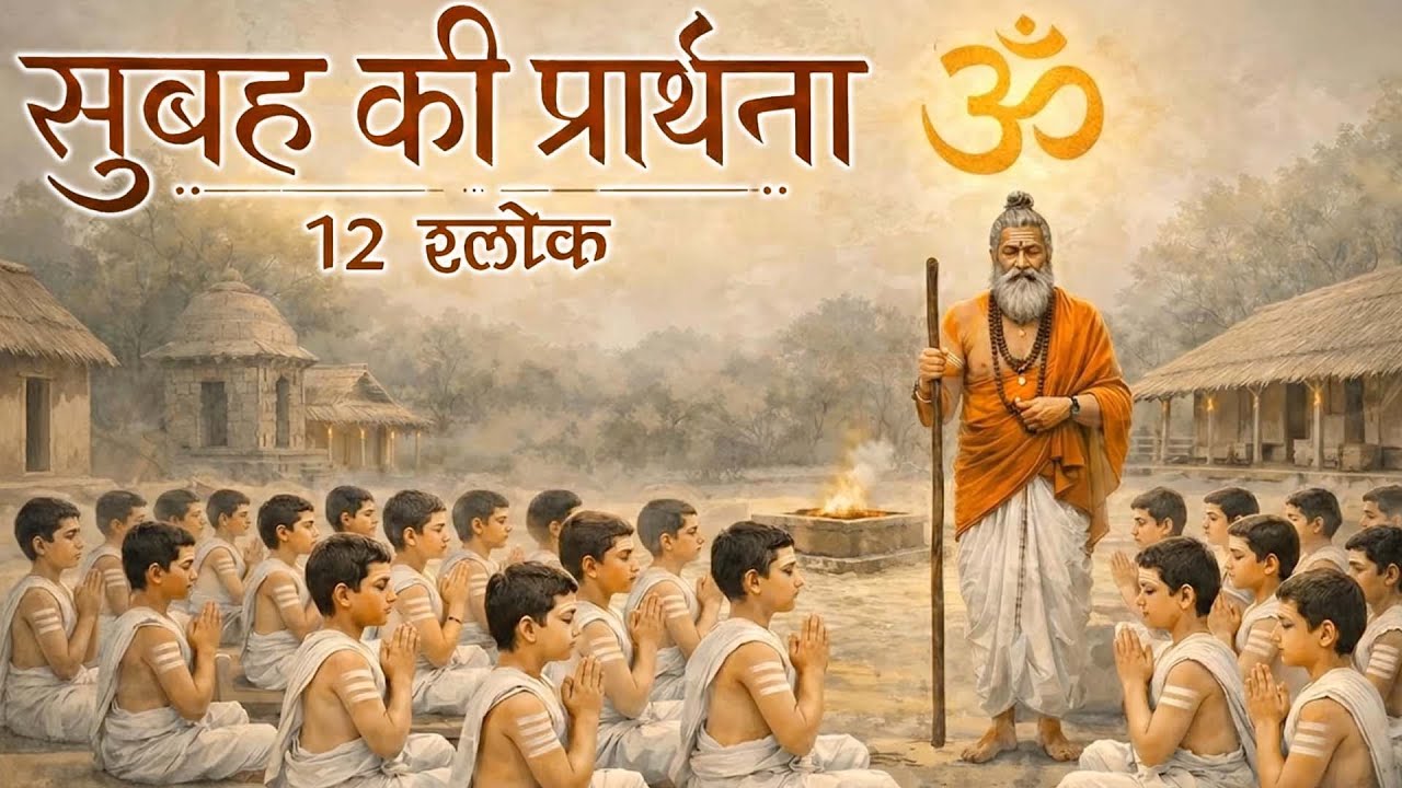 सुबह की प्रार्थना के 12 श्लोक 🙏 | प्रातःकालीन संस्कृत मंत्र | Positive Energy | 12 Slokas of  Prayer
