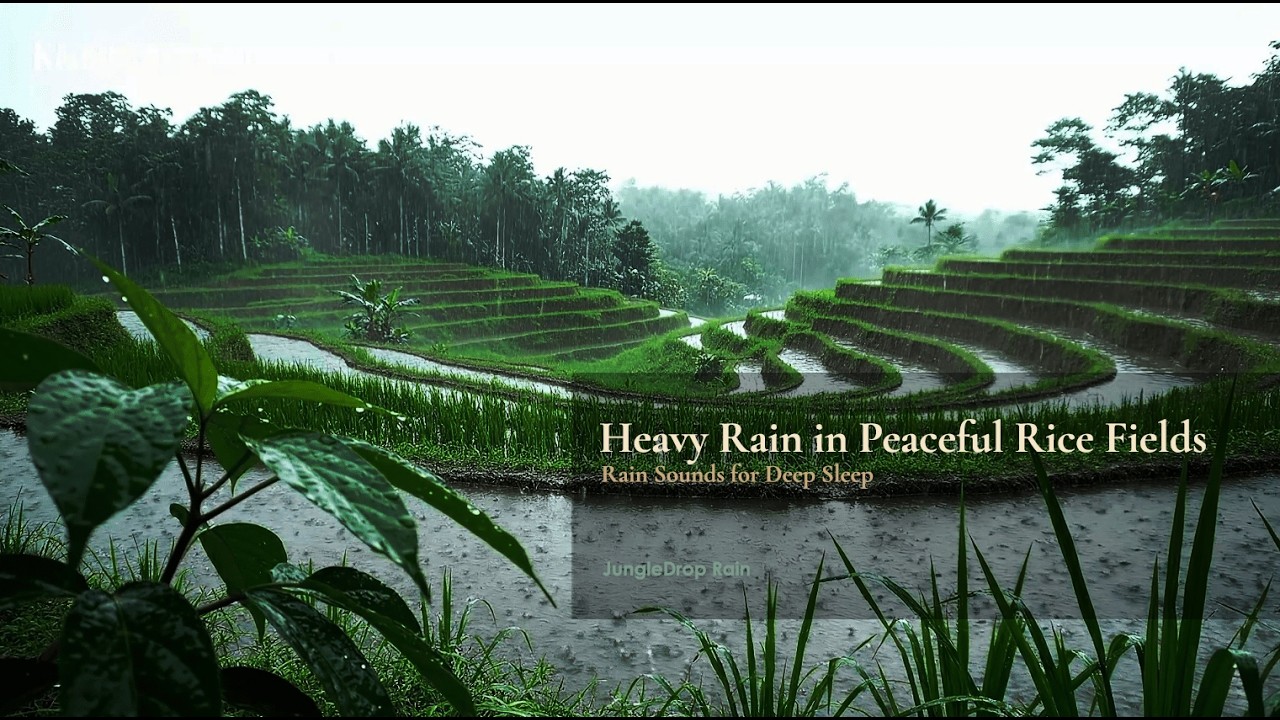 Relax and unwind with 4 hours of calming ASMR rain in peaceful rice fields. 🌧️