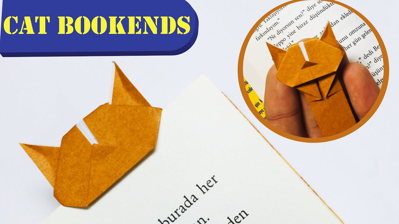 ORİGAMİ CAT BOOKENDS / Kedili Kitap Ayracı / How to Make cat bookends