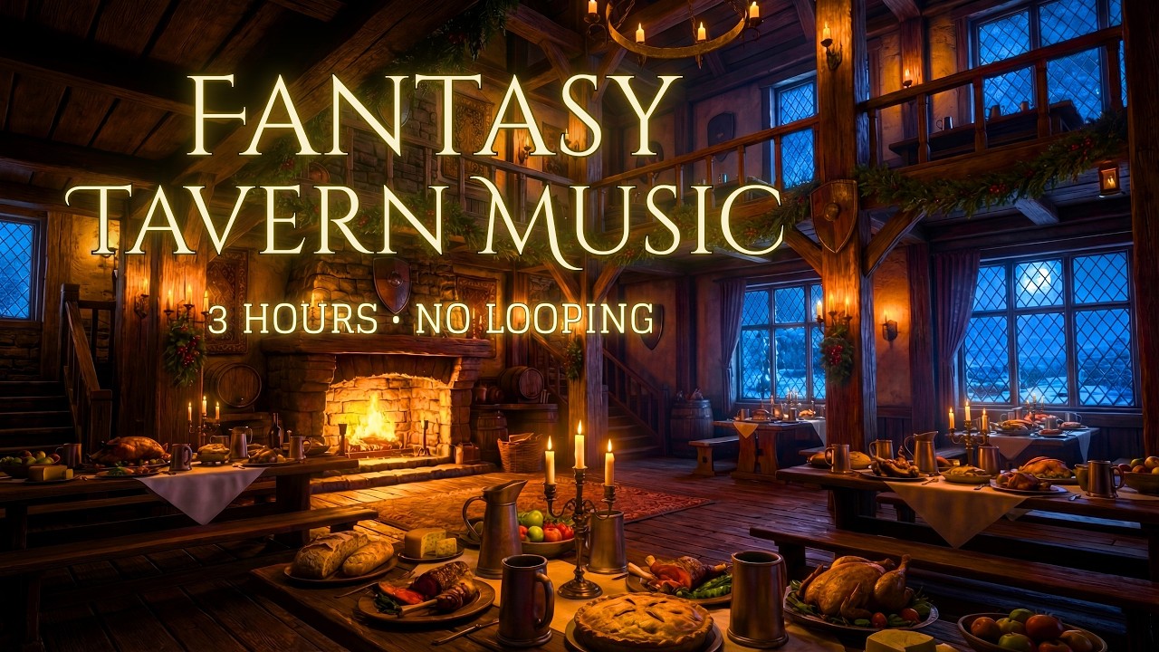 3 Hours of Medieval Tavern Atmosphere | Fireplace Crackles & Celtic Melodies for Focus and Relaxing