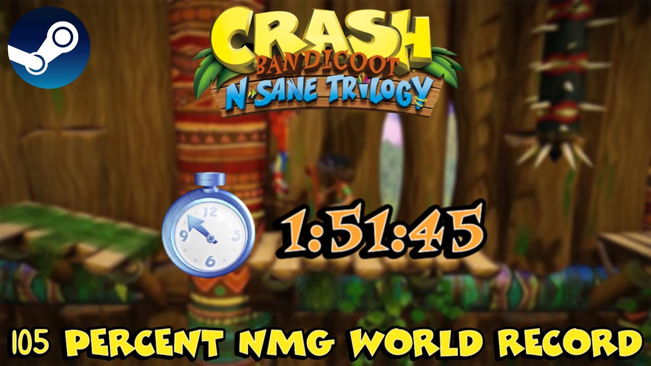 (World Record) Crash Bandicoot 105% NMG Speedrun in 1:51:45