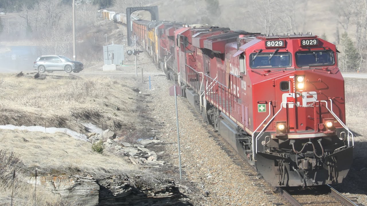 RARE! 6 ENGINES LEADING!!! Canadian Pacific Mixed (CP 468) East At Lundbreck Falls, Alberta!
