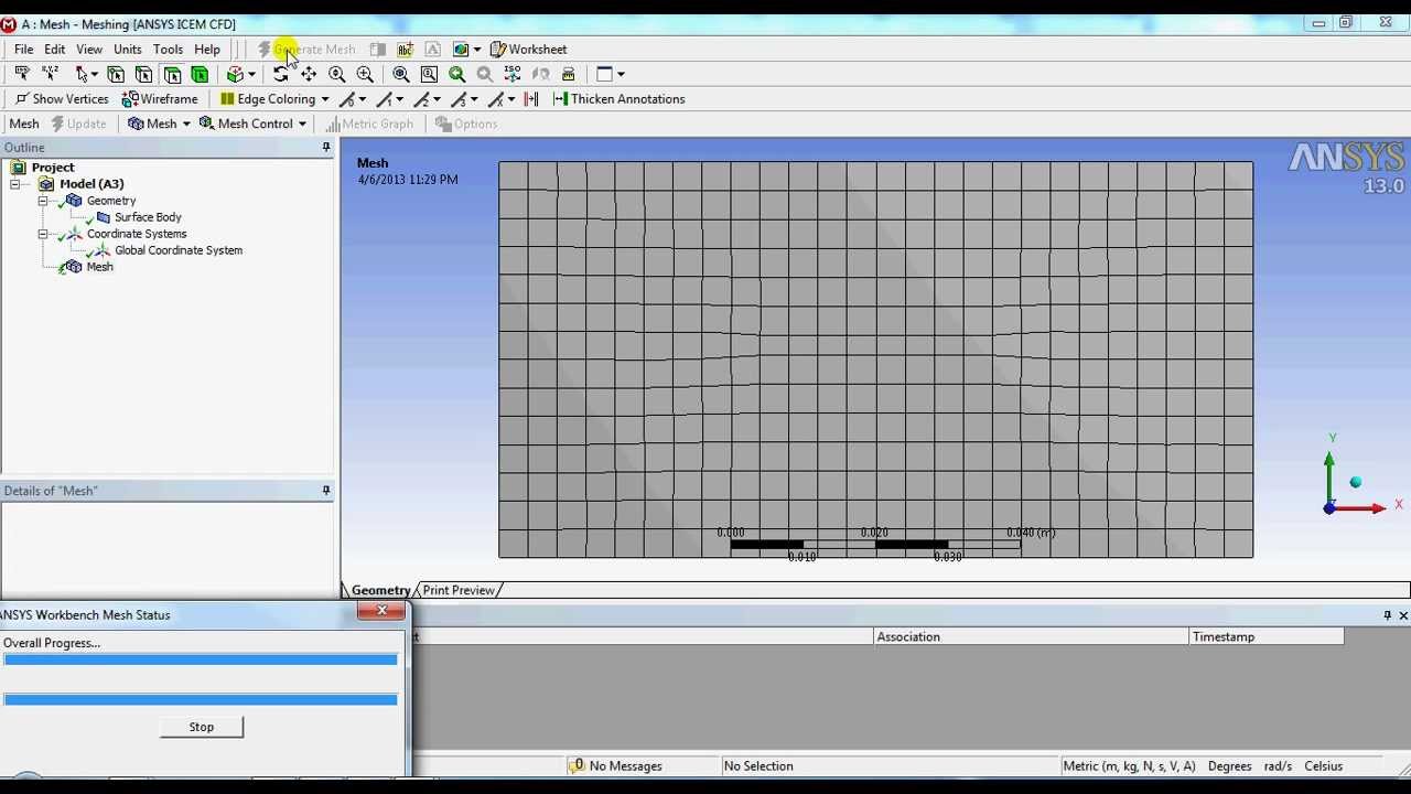 ANSYS'13 2D Meshing: Quadrilateral and triangular elements Ansys Workbench Tutorial for Beginners