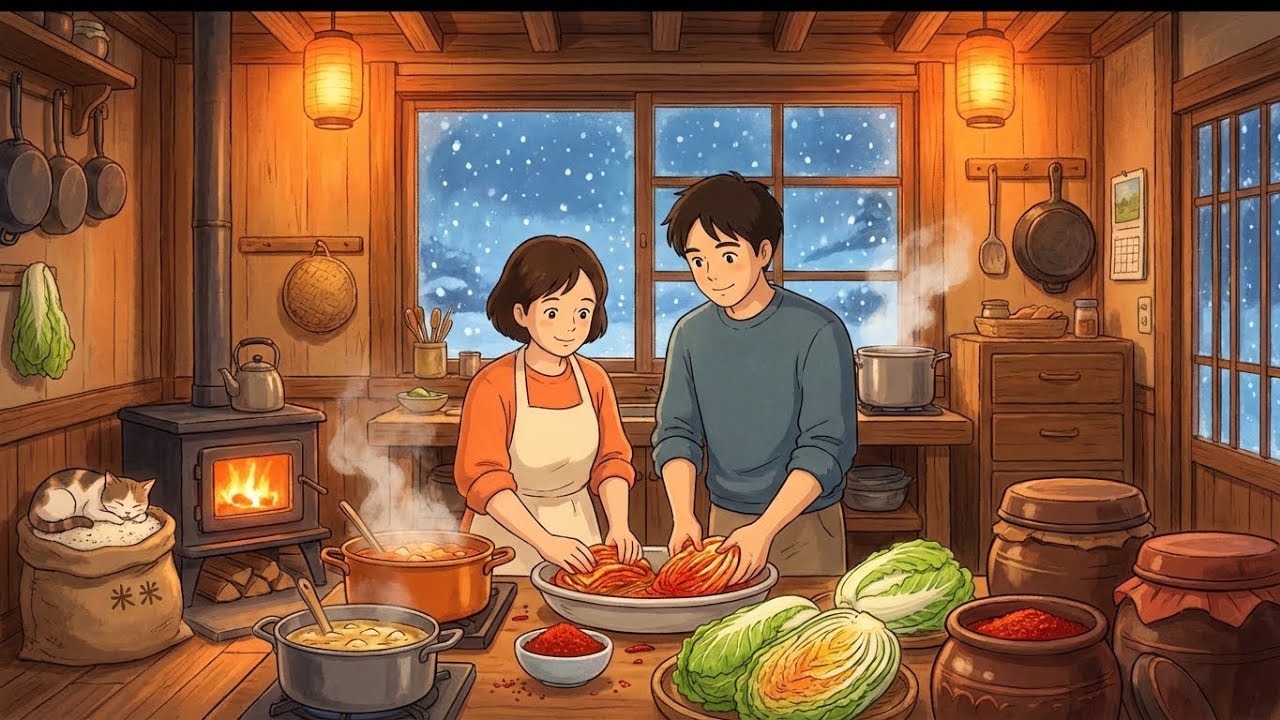 First Snowfall, Homemade Kimchi ❄️ | A Cozy Ghibli-Style Love Story