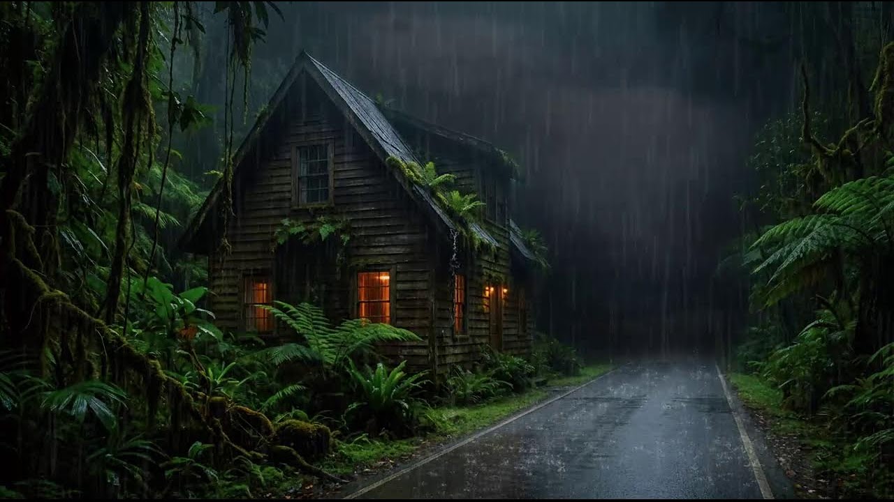 Relaxing Rain at Remote Forest Cabin for Deep Sleep and Stress Relief
