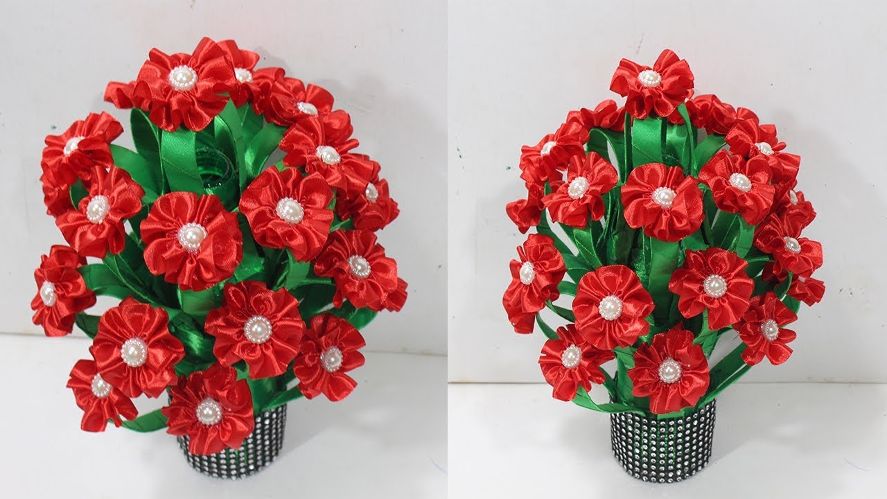 Flower making with ribbon easy | ribbon crafts ideas