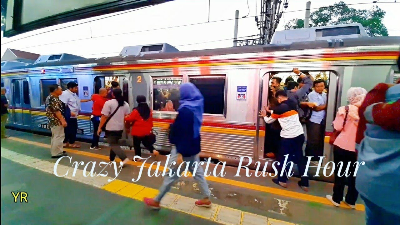 Evening Rush Hour . Jakarta Commuter Trains at Cawang Station. Part 2