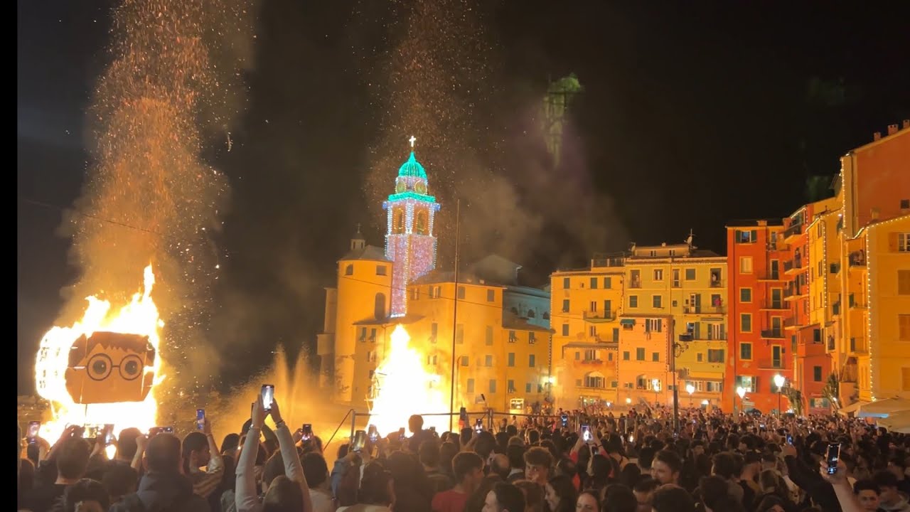 SAGRA DEL PESCE - CAMOGLI 2024 - PROCESSIONE, SALITA DI SAN FORTUNATO, INCENDIO DELLA CHIESA E FALO'