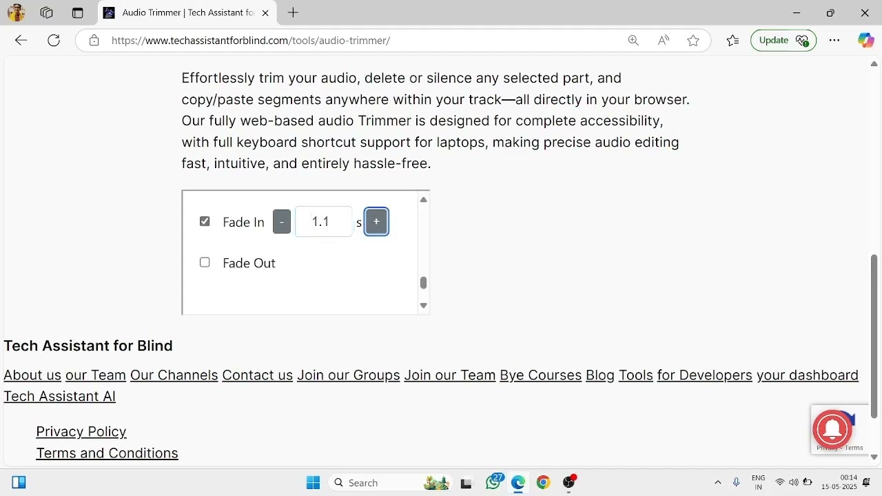 Accessible audio editing using shortcut trick and useful command fastest audio trimmer  on web 🔥🔥🔥🦯