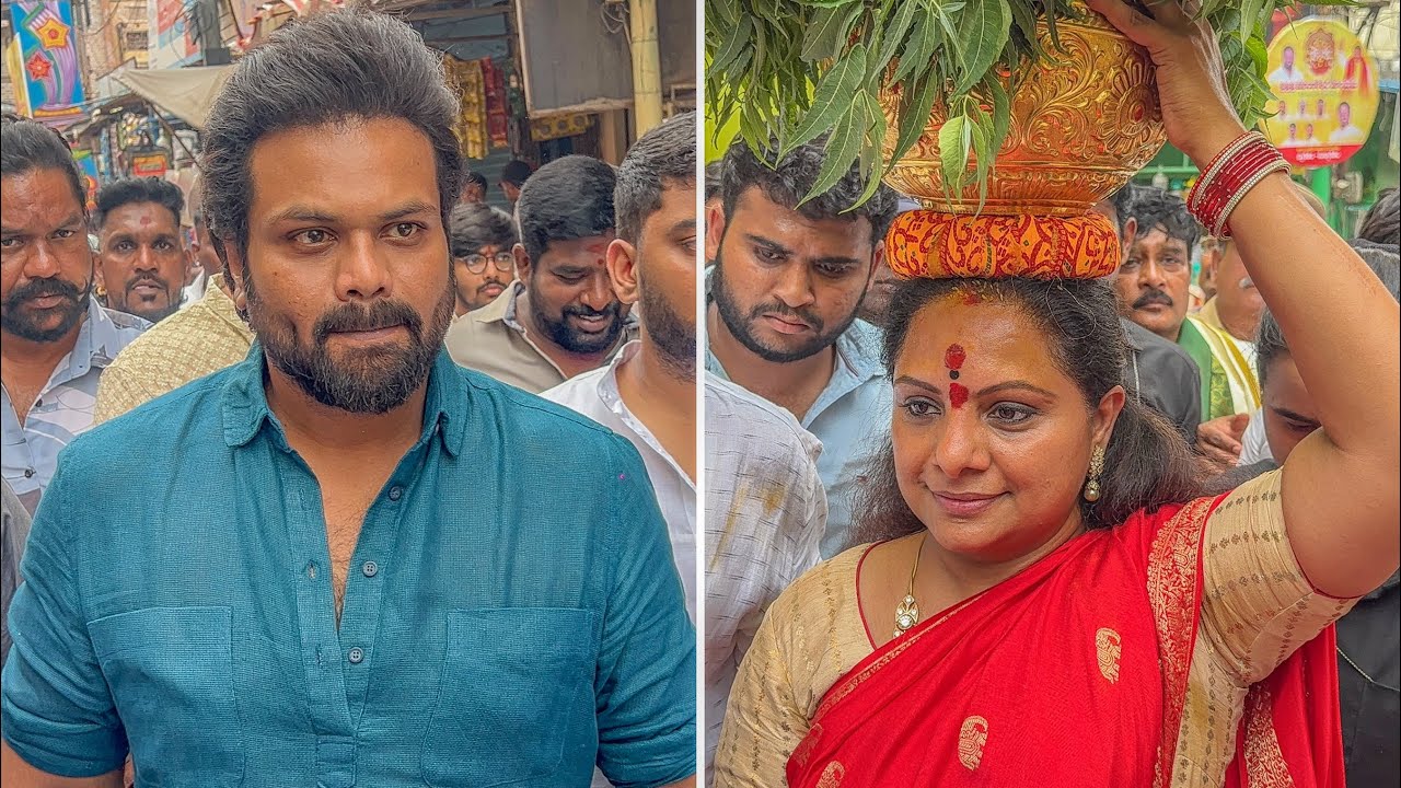 Manchu Manoj and Kalvakuntla Kavitha at Old City Bonalu | Manchu Manoj at Miralam Mandi Bonalu 2025