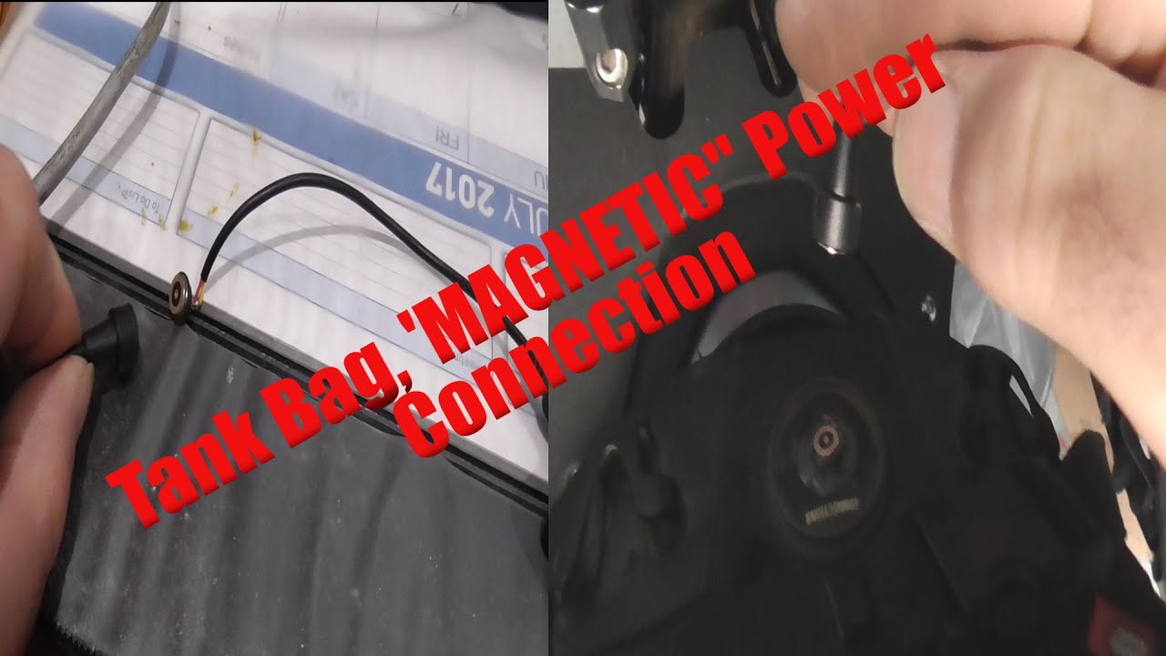 Motorcycle tank bag, quick release power supply