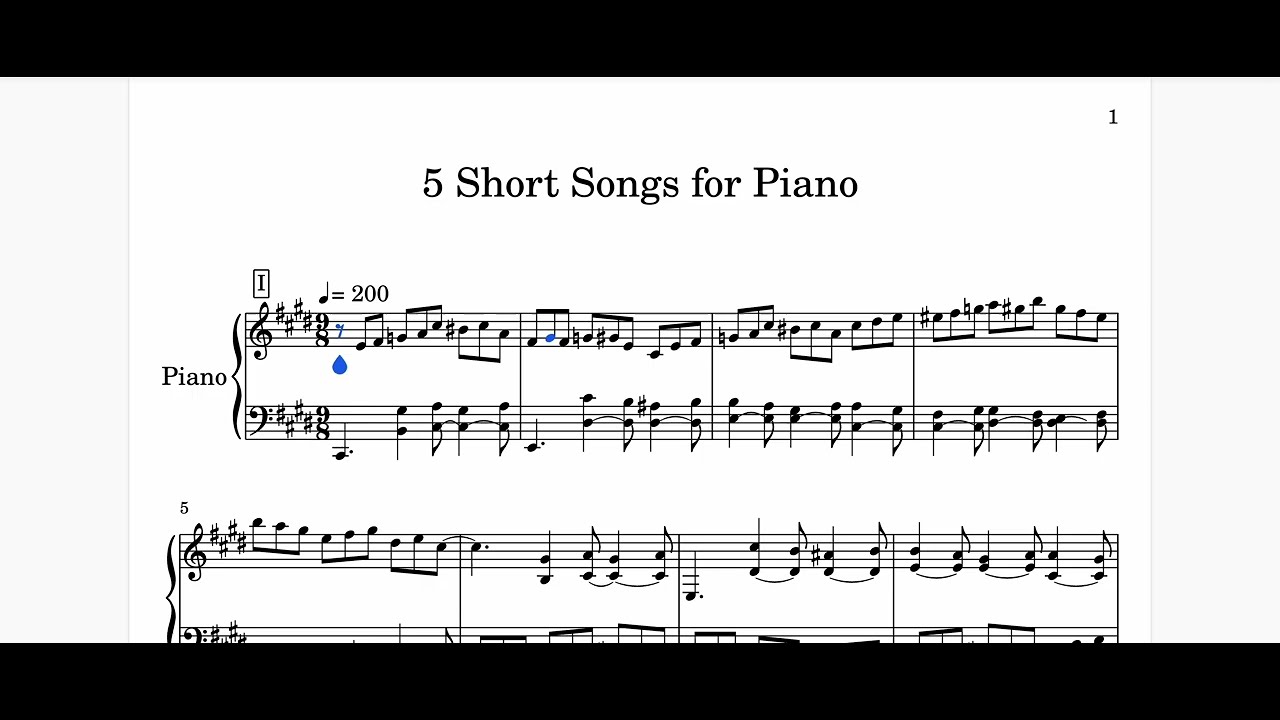 5 Short Songs for Piano, Op. 27
