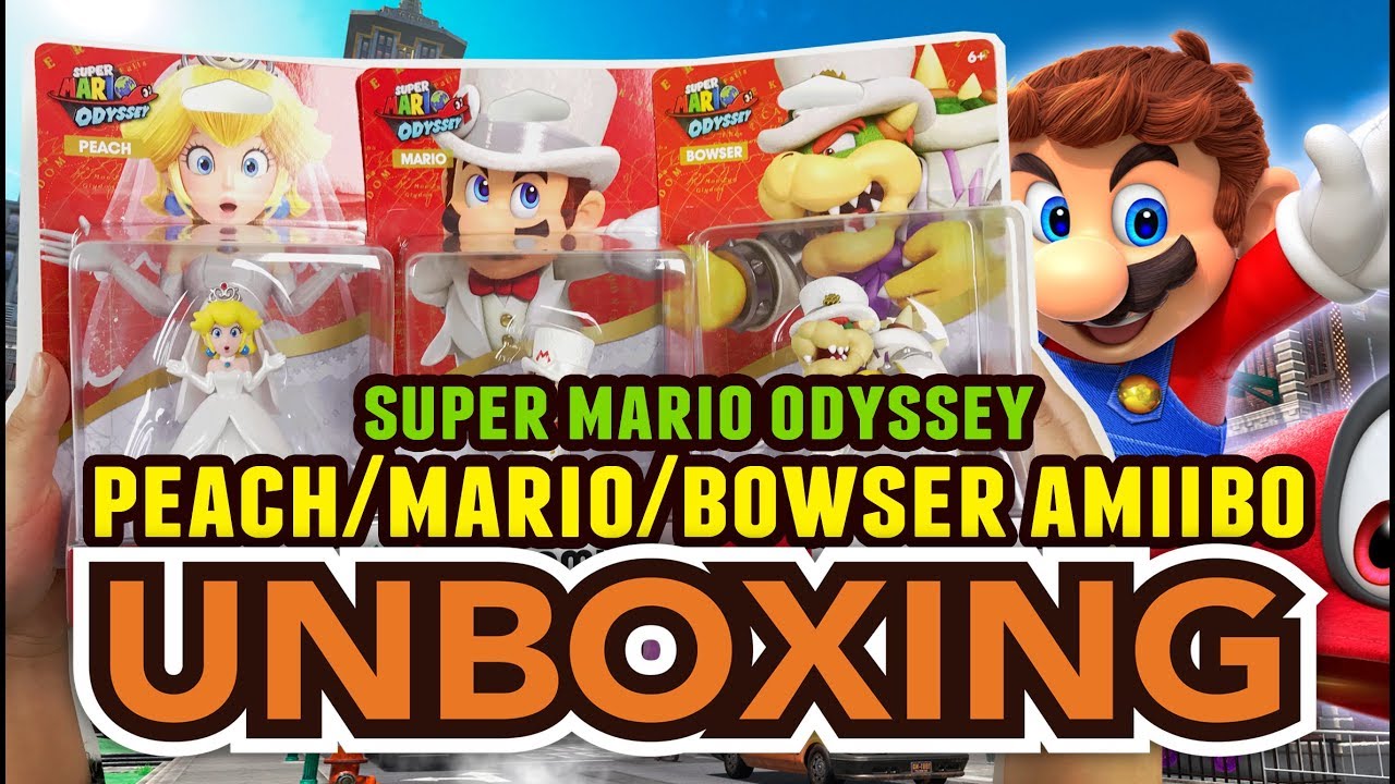 Super Mario Odyssey Amiibo Mario/Peach/Bowser (Wedding Version) Unboxing !!