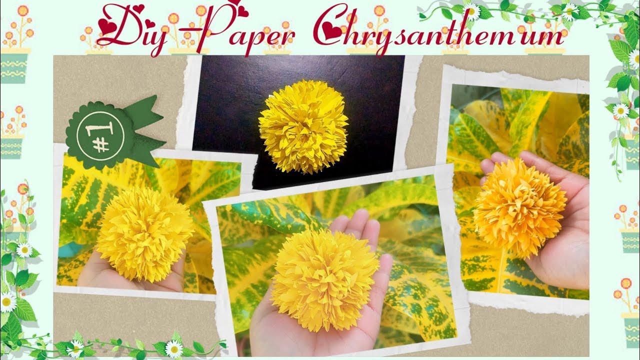 #diy -#yellow #Chrysanthymum #flower #papercraftideas #homemadepapercraft #beautifulcraft #art