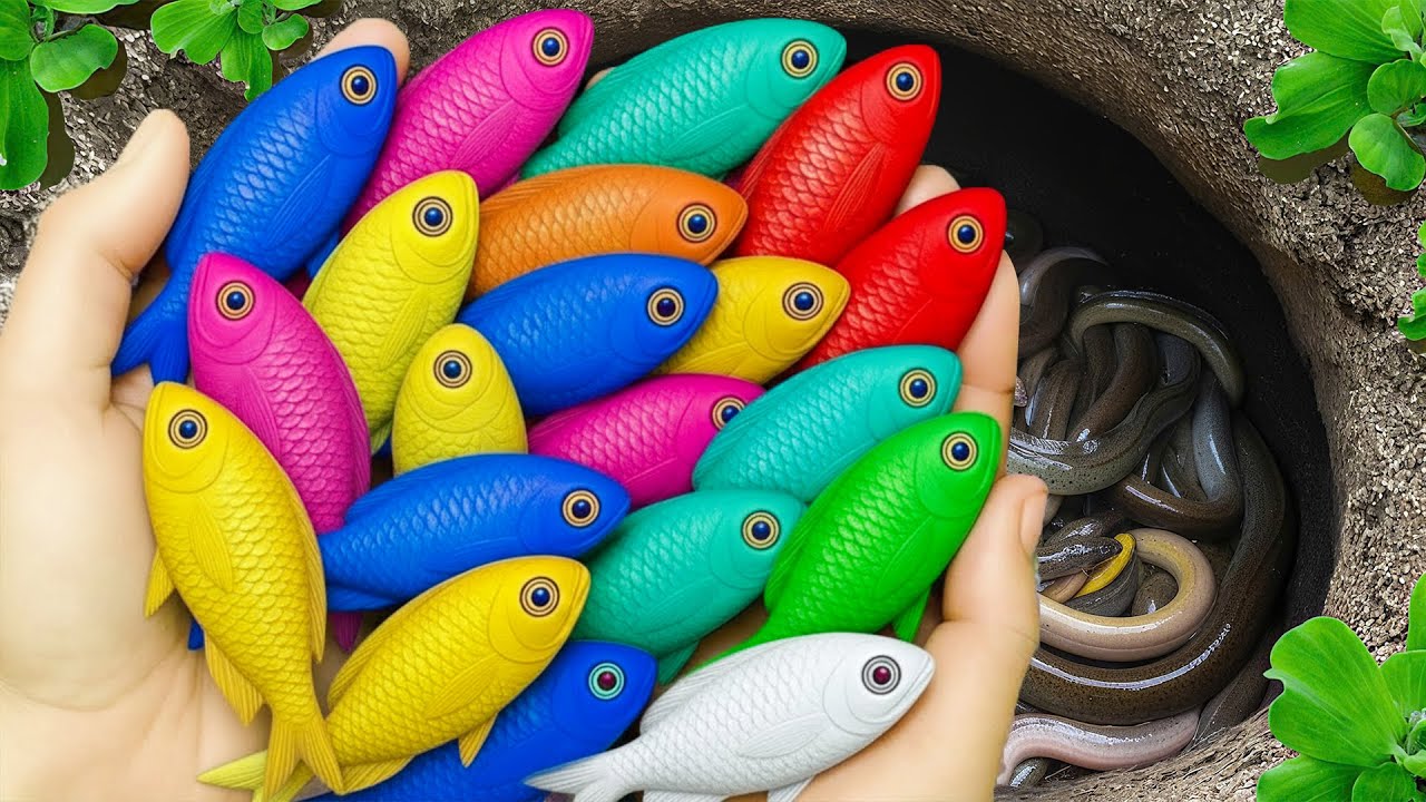 Catch Beautiful Aquarium Fish In Small Pond Baby Turtles, Eel, Frog ,Pencil fish, Catfish, Nemo fish