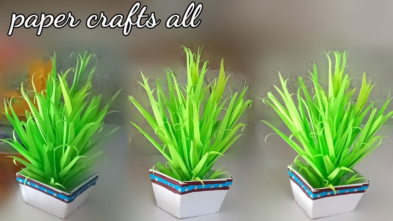 handmade leaf plant for home decoration / home decoration paper plants / make flower pot with paper