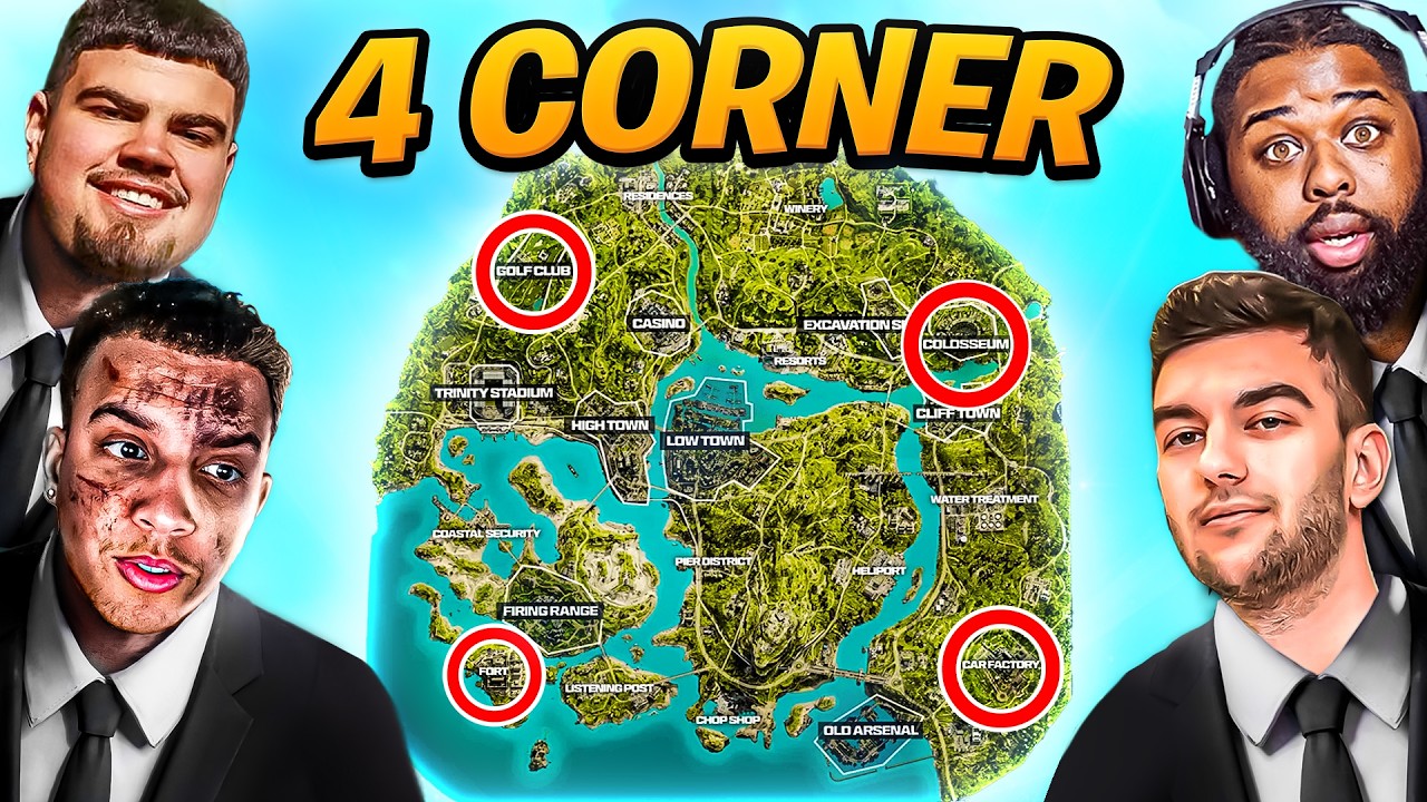 The 4 CORNER CHALLENGE on NEW WARZONE MAP! (Avalon)