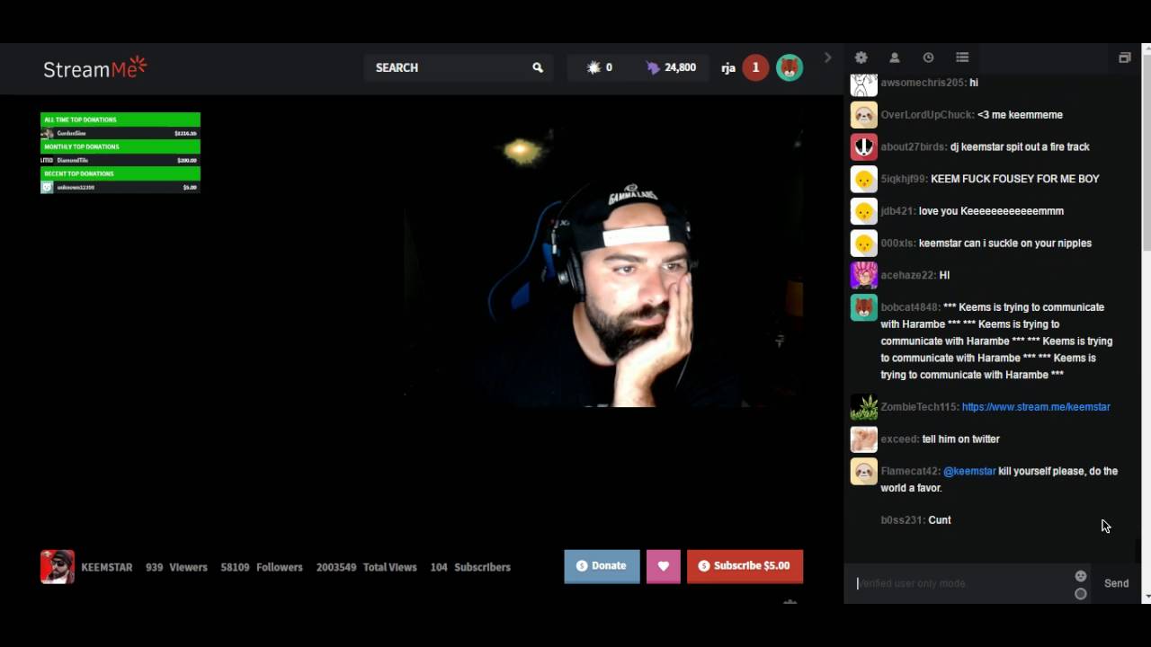 Keemstar Stream.me Livestream 8/8/2016