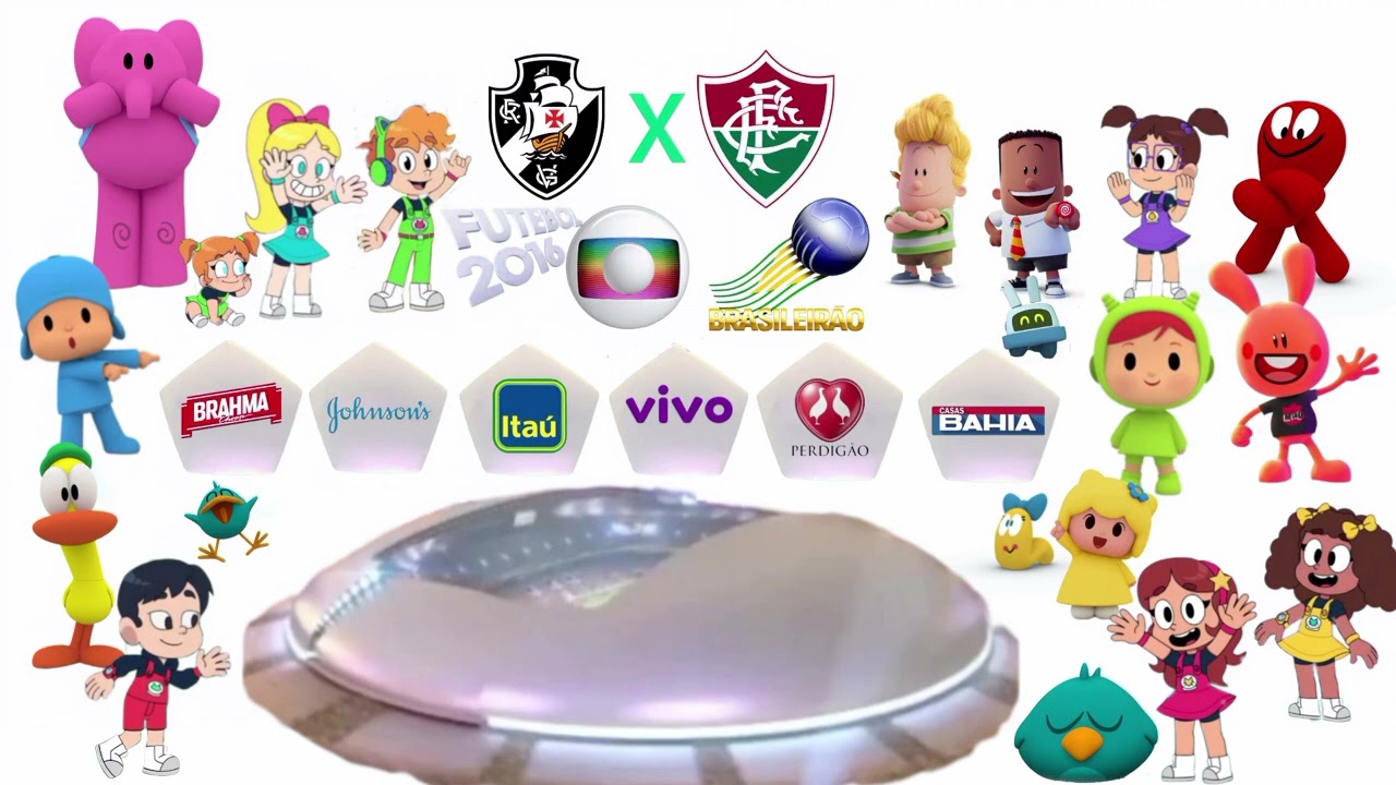  Vasco x Fluminense parceiros do futebol na Globo 2016 Pocoyo Bea nina turma Roni Luna mimi coelho
