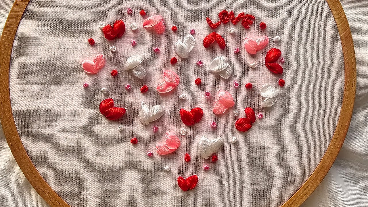 Petal by Petal ❤️ Creating a Handmade Heart with Ribbon Embroidery | vithana 